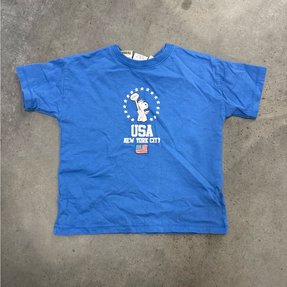 Zara Kids Blue USA New York City Graphic T-Shirt Size 4